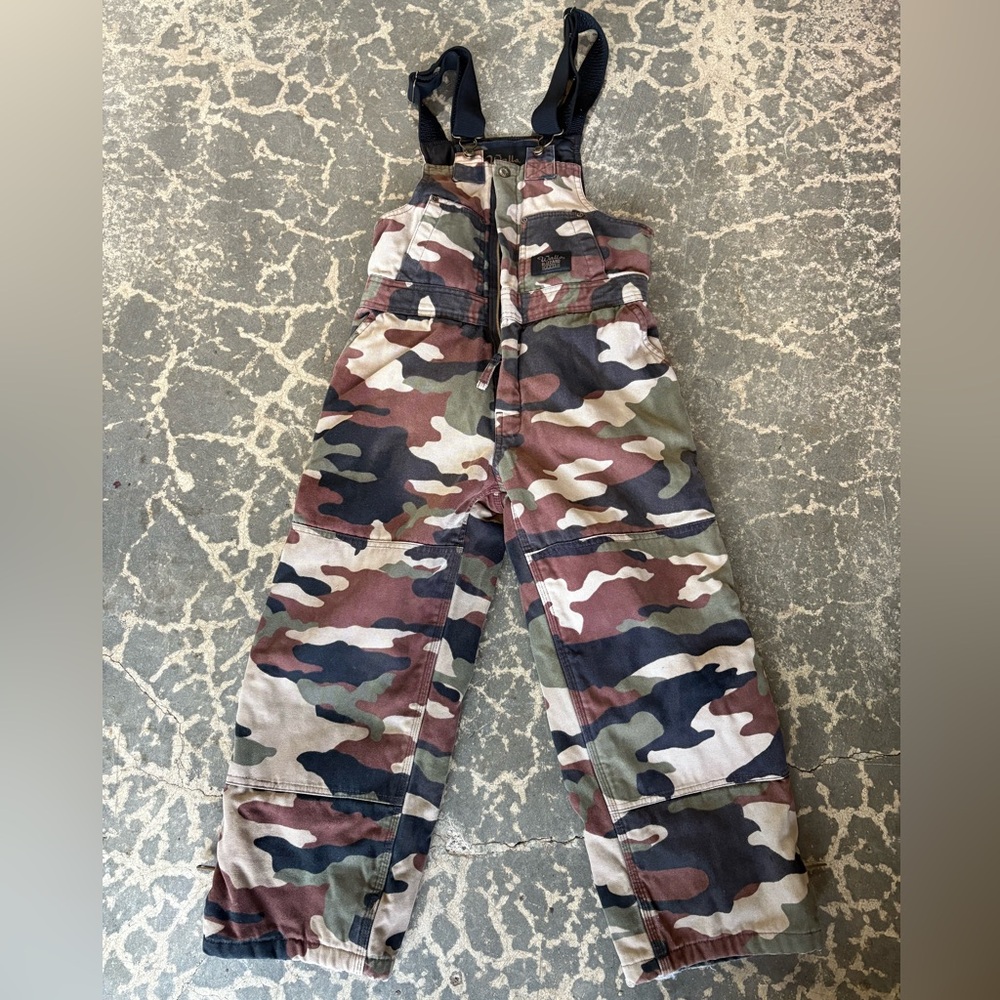 Walls Kids Camouflage insulated bob Overalls sz 12/14